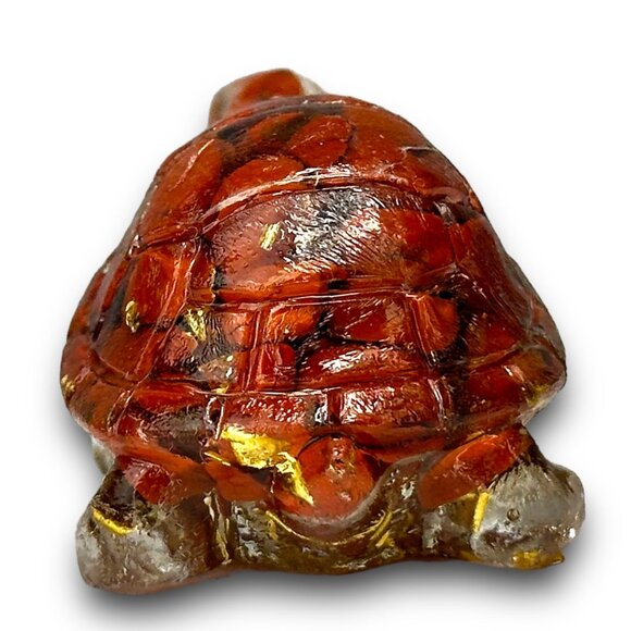 Resin Turtle Inlaid Red Jasper 1" Figurine Clear Root Chakra Balance Power - Picture 4 of 8